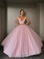 Ball-Gown Princess Off-the-Shoulder Sleeveless Floor-Length Grand Tulle Prom Dress