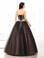 Ball-Gown Sweetheart Majestic Sleeveless Floor-Length Tulle Prom Dress With Beading