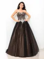 Ball-Gown Sweetheart Majestic Sleeveless Floor-Length Tulle Prom Dress With Beading