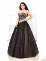 Ball-Gown Sweetheart Majestic Sleeveless Floor-Length Tulle Prom Dress With Beading