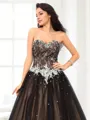 Ball-Gown Sweetheart Majestic Sleeveless Floor-Length Tulle Prom Dress With Beading