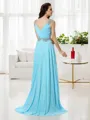 A-line V-Neck Sleeveless Floor-Length Elegant Chiffon Prom Dress With Beading