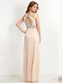 A-line Bateau Timeless Sleeveless Floor-Length Chiffon Prom Dress With Beading