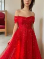 A-line Off-the-Shoulder Elegant Sleeveless Floor-Length Corset Prom Dress