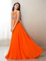 Trumpet/Mermaid Scoop Sleeveless Sweep Train Captivating Chiffon Prom Dress With Beading