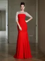 Trumpet/Mermaid Scoop 3/4 Sleeves Floor-Length Chiffon Elegant Prom Dress With Beading