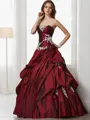 Ball-Gown Sweetheart Sleeveless Floor-Length Breathtaking Taffeta Prom Dress With Beading