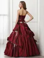 Ball-Gown Sweetheart Sleeveless Floor-Length Breathtaking Taffeta Prom Dress With Beading