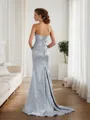 Glamorous Trumpet/Mermaid Strapless Sleeveless Sweep Train Silk like Satin Prom Dress With Beading