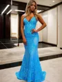 Mesmerizing Sheath/Column V-Neck Sleeveless Sweep Train Prom Dress