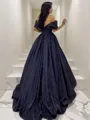 Ball-Gown Off-the-Shoulder Sleeveless Cinderella Sweep Train Prom Dress