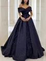 Ball-Gown Off-the-Shoulder Sleeveless Cinderella Sweep Train Prom Dress