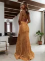 Sheath/Column Spaghetti Straps Sleeveless Sweep Train Exquisite Prom Dress