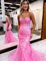 Sheath/Column Sweetheart Mesmerizing Sleeveless Court Train Tulle Corset Prom Dress