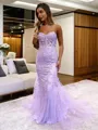 Sheath/Column Sweetheart Mesmerizing Sleeveless Court Train Tulle Corset Prom Dress