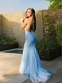 Trumpet/Mermaid Spaghetti Straps Sleeveless Enchanting Sweep Train Tulle Prom Dress
