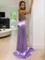 Sheath/Column Strapless Sleeveless Floor-Length Silk like Satin Refined Prom Dress