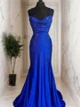 A-line Spaghetti Straps Timeless Sleeveless Sweep Train Silk like Satin Prom Dress