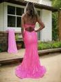 Sheath/Column V-Neck Sleeveless Sweep Train Minimalist Prom Dress