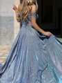 Chic A-line Off-the-Shoulder Sleeveless Sweep Train Prom Dress With Slit