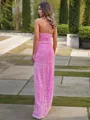 Sheath/Column Halter Sleeveless Floor-Length Glistening Velvet Sequins Prom Dress