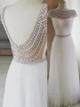 A-line Princess Bateau Classy Sleeveless Floor-Length Tulle Prom Dress With Beading