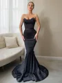Trumpet/Mermaid Svelte Sweetheart Sleeveless Sweep Train Satin Prom Dress