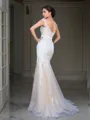 Trumpet/Mermaid Sheer Neck Short Sleeves Sweep Train Head-turning Tulle Prom Dress With Sash