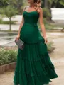 A-line Spaghetti Straps Sleeveless Chic Floor-Length Chiffon Corset Prom Dress