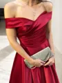 A-line Off-the-Shoulder Sleeveless Sweep Train Unique Satin Prom Dress