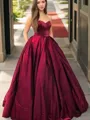 Ball-Gown Sweetheart Sleeveless Floor-Length Elegant Satin Prom Dress With Ruffles