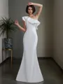 Alluring Trumpet/Mermaid One-Shoulder Sleeveless Floor-Length Taffeta Prom Dress With Ruffles