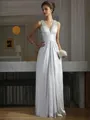 A-line Straps Sleeveless Floor-Length Delicate Silk like Satin Prom Dress With Beading