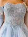 A-line Princess Off-the-Shoulder Sleeveless Floor-Length Tulle Balanced Prom Dress