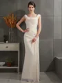 Sheath/Column Delicate Scoop Sleeveless Floor-Length Chiffon Prom Dress With Beading