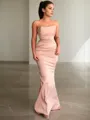 Sheath/Column Strapless Body-revealing Sleeveless Floor-Length Charmeuse Prom Dress