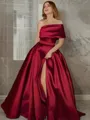 A-line One-Shoulder Sleeveless Refined Sweep Train Satin Prom Dress