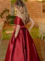 A-line One-Shoulder Sleeveless Refined Sweep Train Satin Prom Dress