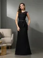 Sheath/Column Minimalist Scoop Sleeveless Floor-Length Satin Prom Dress With Lace