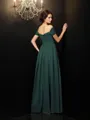A-line Off-the-Shoulder Sleeveless Floor-Length Perfect Chiffon Prom Dress With Ruched