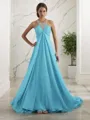 Classic Empire Halter Sleeveless Floor-Length Chiffon Prom Dress With Beading