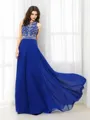 A-line Scoop Sleeveless Floor-Length Chiffon Pretty Prom Dress With Beading
