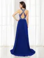 A-line Scoop Sleeveless Floor-Length Chiffon Pretty Prom Dress With Beading