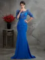 Trumpet/Mermaid Striking Scoop 1/2 Sleeves Sweep Train Chiffon Prom Dress
