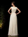 A-line Jewel Charming Sleeveless Floor-Length Chiffon Prom Dress With Beading