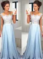 A-line Sheer Neck Sleeveless Floor-Length Delicate Chiffon Prom Dress With Applique