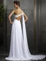 Sheath/Column Elegant One-Shoulder Sleeveless Sweep Train Open Back Chiffon Prom Dress With Beading
