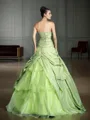 Ball-Gown Sweetheart Opulent Sleeveless Floor-Length Taffeta Prom Dress With Hand-Made Flower
