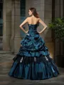 Ball-Gown Sweetheart Sleeveless Floor-Length Grand Taffeta Prom Dress With Beading Applique