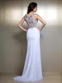 Trumpet/Mermaid Bateau Sleeveless Sweep Train Enchanting Chiffon Prom Dress With Slit